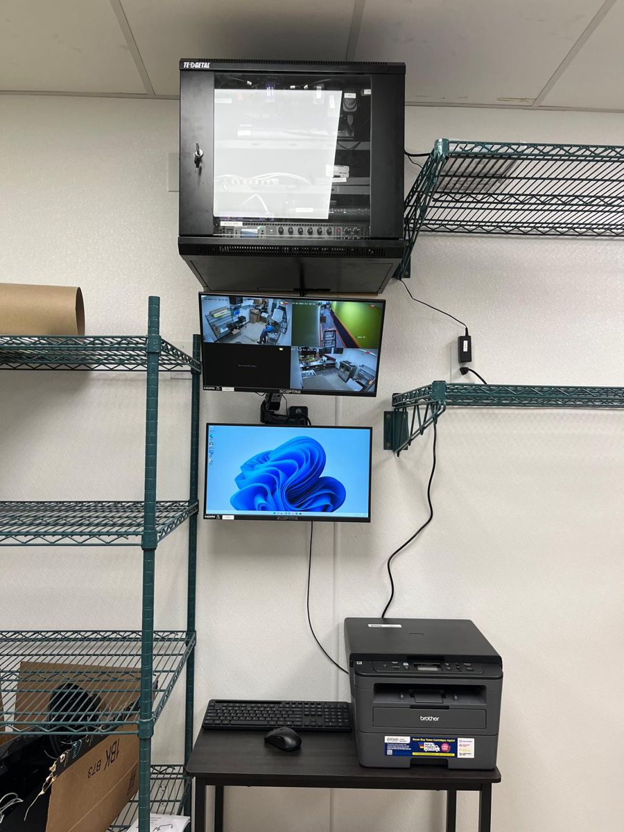 Camera monitoring station with multiple screens